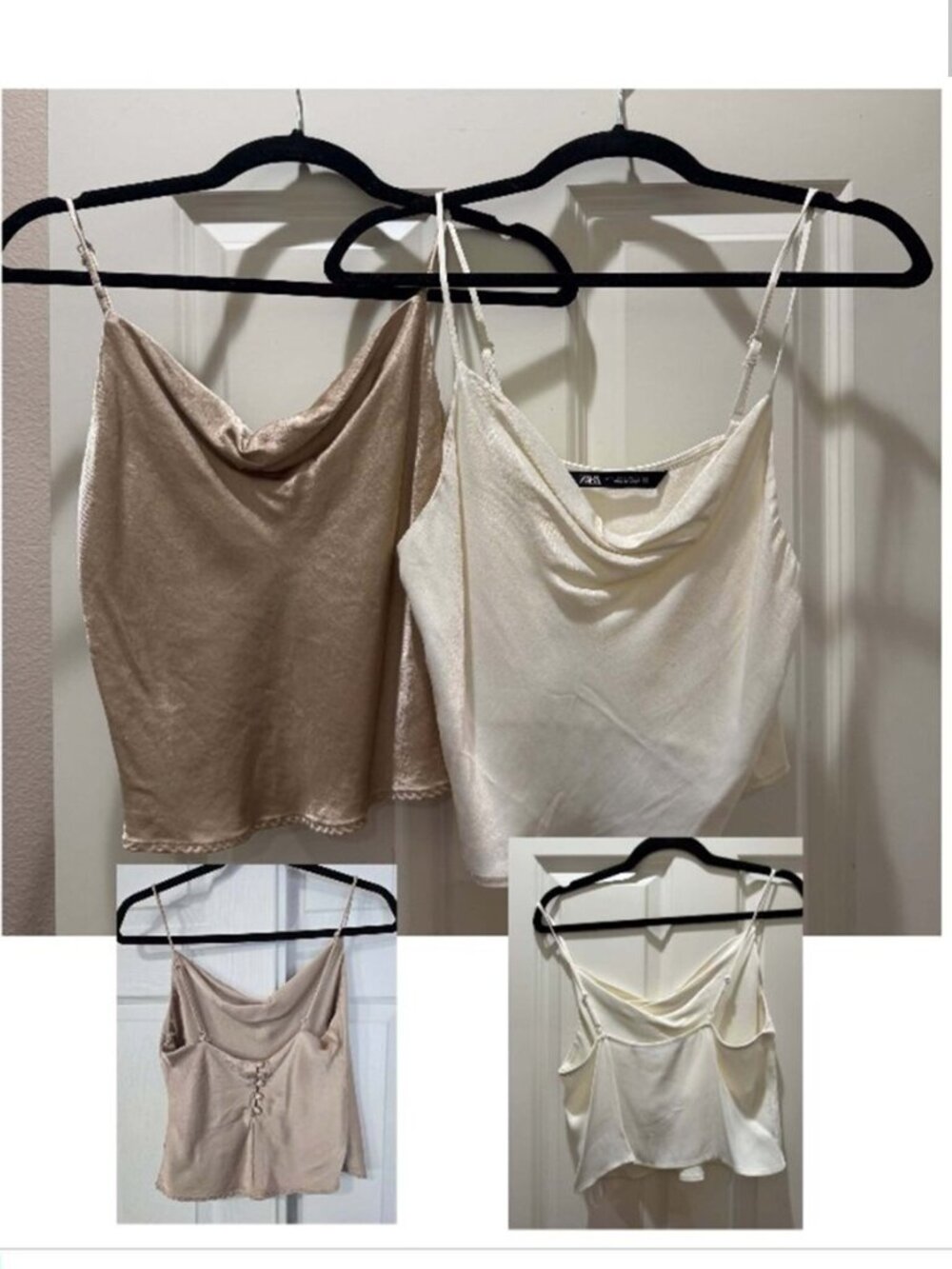 💎 Zara Silk & Satin Camisole Cropped Top Set - Size S/M (Set of 2) 💎